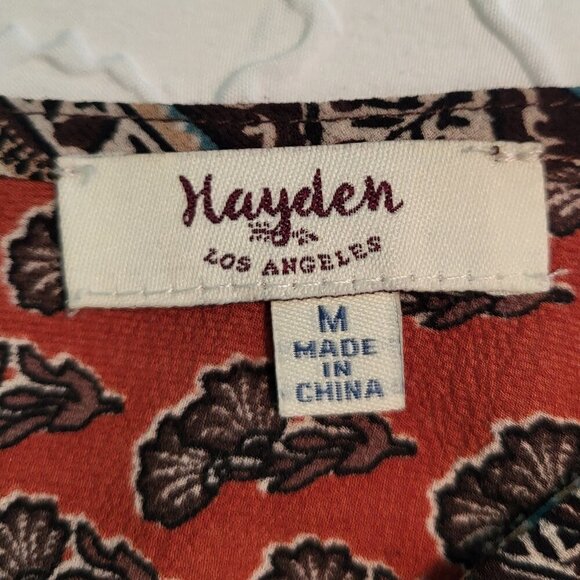 Hayden Los Angeles Multicolor Patchwork Hi Low Boho Peasant Top Size Medium - Picture 3 of 8